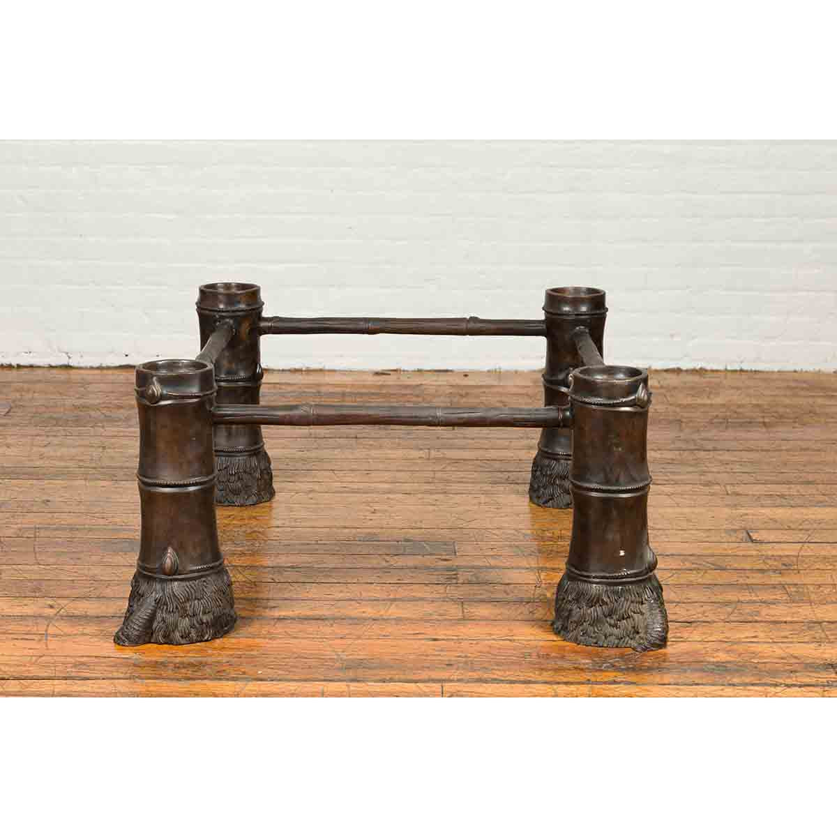 Contemporary Bronze Coffee Table Base with Large Hoof Feet with Brown Patina-13. Asian & Chinese Furniture, Art, Antiques, Vintage Home Décor for sale at FEA Home