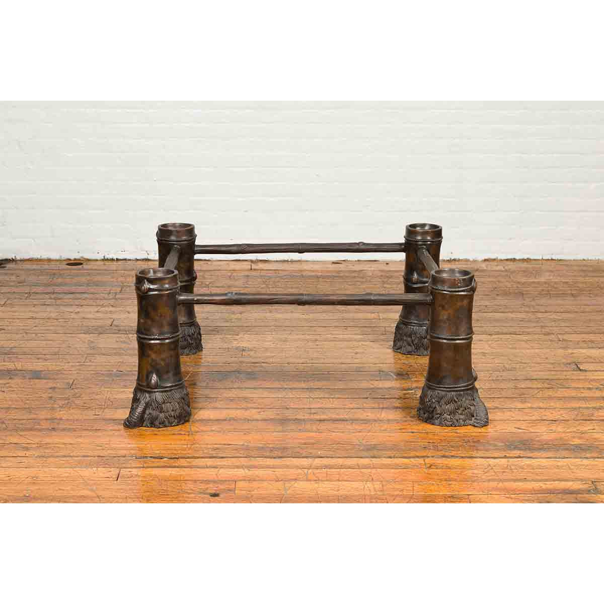Contemporary Bronze Coffee Table Base with Large Hoof Feet with Brown Patina-5. Asian & Chinese Furniture, Art, Antiques, Vintage Home Décor for sale at FEA Home