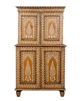 Vintage Anglo Indian Sheesham Wood Wardrobe Cabinet with Bone Inlay and Birds-1. Asian & Chinese Furniture, Art, Antiques, Vintage Home Décor for sale at FEA Home