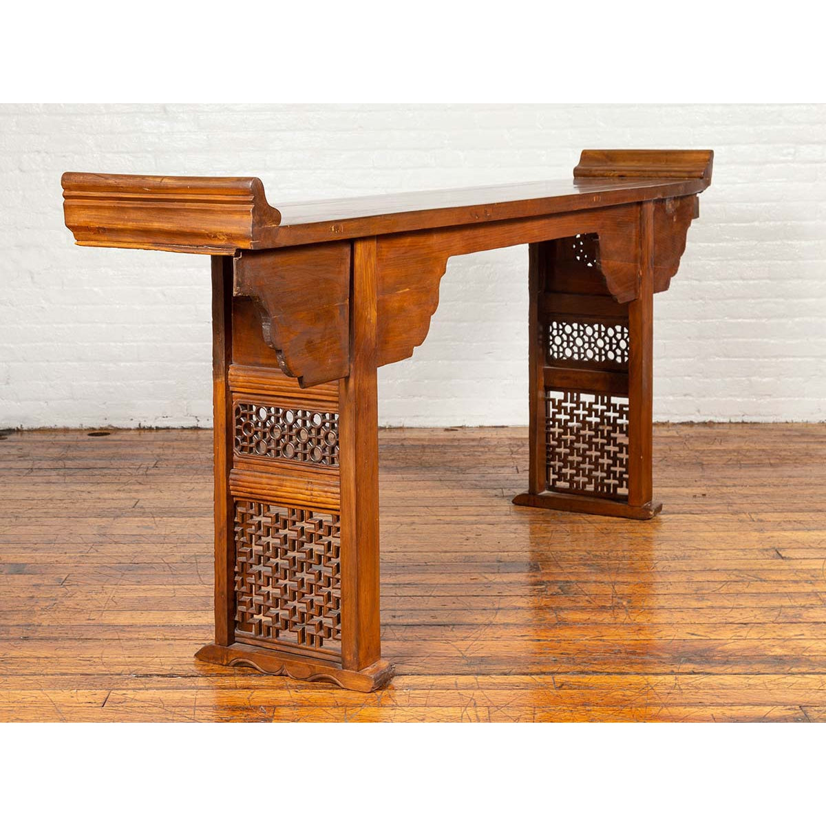 Qing Dynasty Altar Table with Bamboo Accents, Fretwork and Everted Flanges-6. Asian & Chinese Furniture, Art, Antiques, Vintage Home Décor for sale at FEA Home
