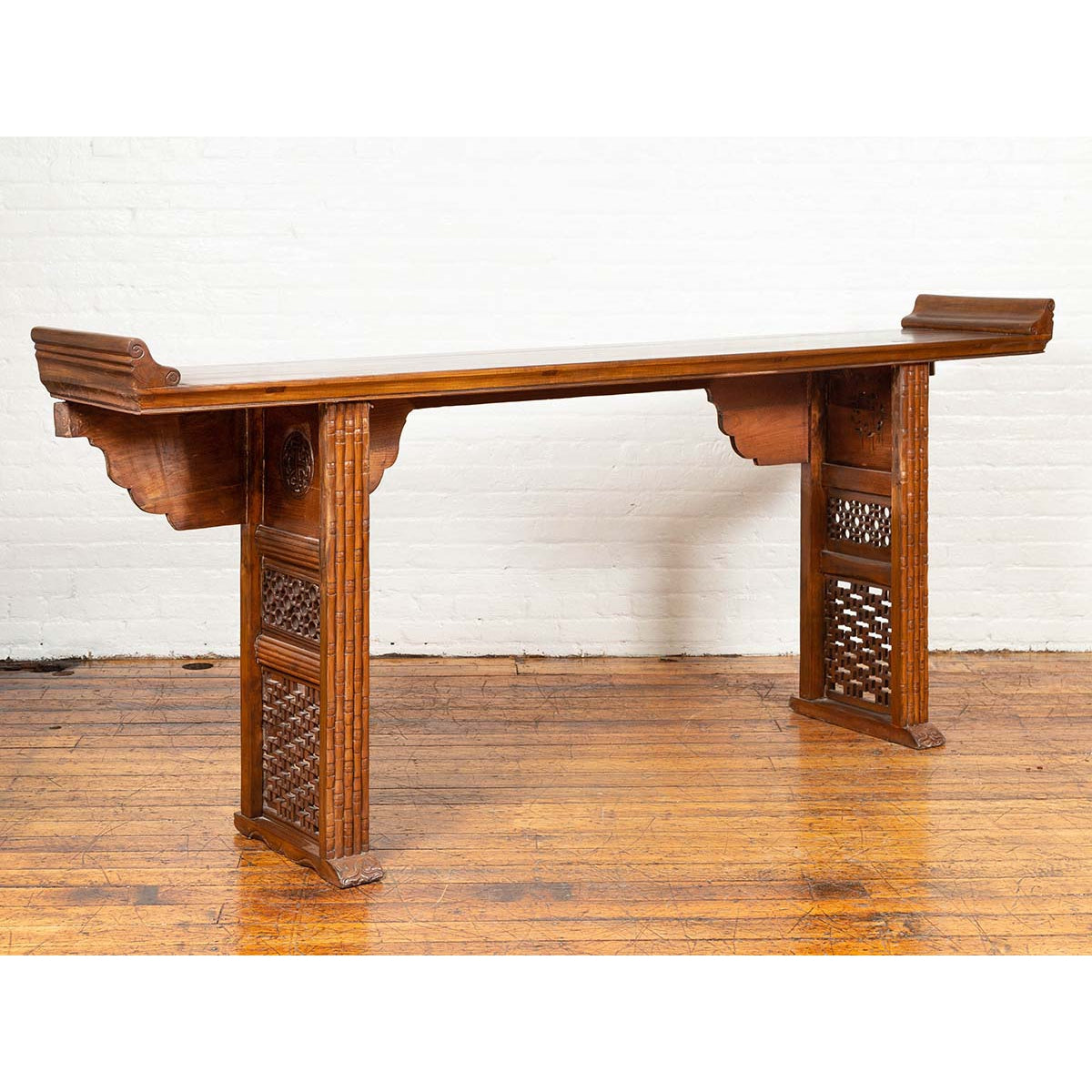 Qing Dynasty Altar Table with Bamboo Accents, Fretwork and Everted Flanges-2. Asian & Chinese Furniture, Art, Antiques, Vintage Home Décor for sale at FEA Home
