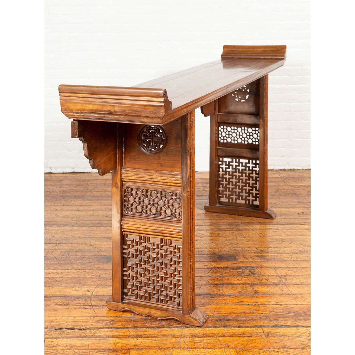 Qing Dynasty Altar Table with Bamboo Accents, Fretwork and Everted Flanges-4. Asian & Chinese Furniture, Art, Antiques, Vintage Home Décor for sale at FEA Home