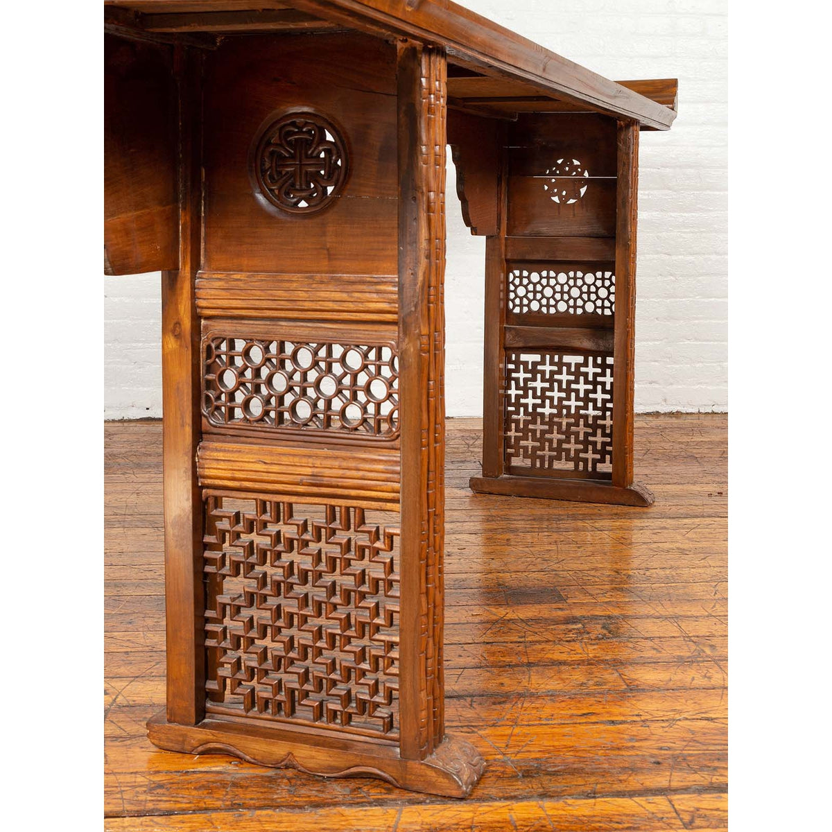 Qing Dynasty Altar Table with Bamboo Accents, Fretwork and Everted Flanges-12. Asian & Chinese Furniture, Art, Antiques, Vintage Home Décor for sale at FEA Home