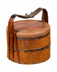 Antique Chinese Rattan Tiered Lunch Box with Carved Handle and Calligraphy-1. Asian & Chinese Furniture, Art, Antiques, Vintage Home Décor for sale at FEA Home