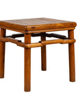 Chinese Antique Ming Style Natural Wood Side Table with Humpback Stretcher-1. Asian & Chinese Furniture, Art, Antiques, Vintage Home Décor for sale at FEA Home
