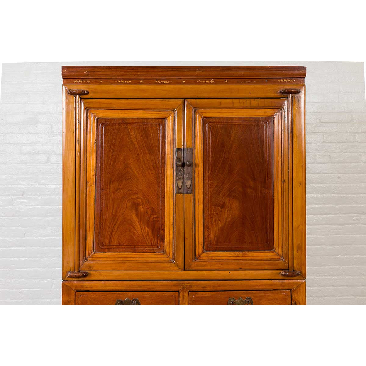 Chinese Antique Two-Toned Stacking Storage Cabinet with Doors and Drawers-7. Asian & Chinese Furniture, Art, Antiques, Vintage Home Décor for sale at FEA Home