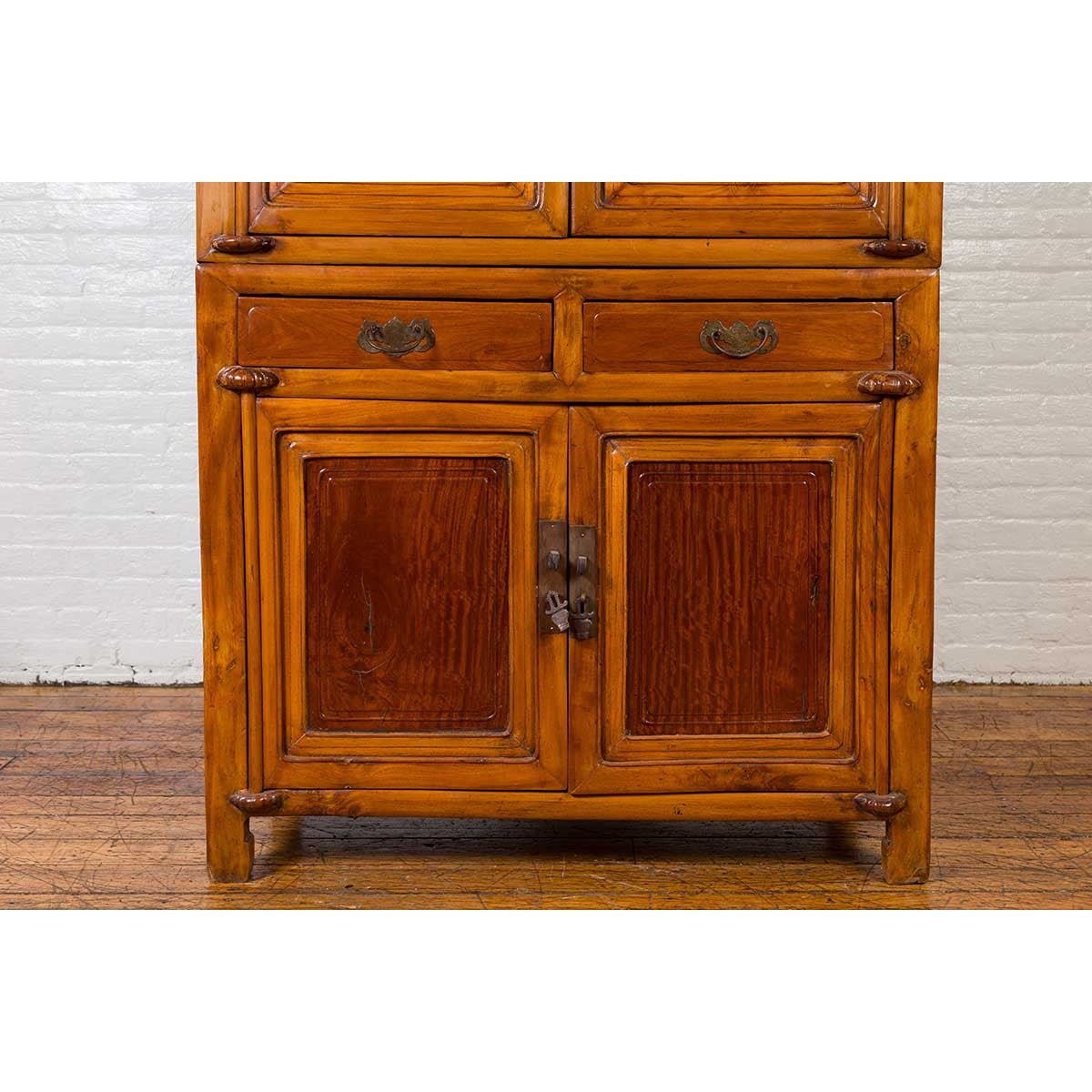 Chinese Antique Two-Toned Stacking Storage Cabinet with Doors and Drawers-8. Asian & Chinese Furniture, Art, Antiques, Vintage Home Décor for sale at FEA Home
