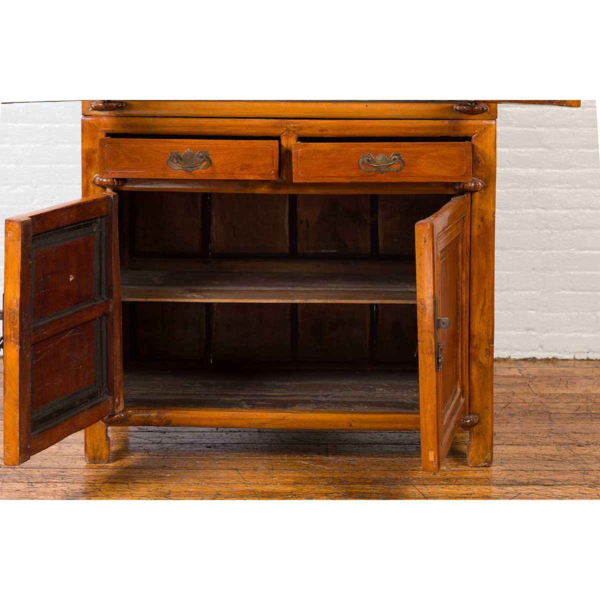 Chinese Antique Two-Toned Stacking Storage Cabinet with Doors and Drawers-10. Asian & Chinese Furniture, Art, Antiques, Vintage Home Décor for sale at FEA Home