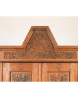 Antique Dutch Colonial Armoire with Low-Relief Carved Painted Birds and Foliage-9. Asian & Chinese Furniture, Art, Antiques, Vintage Home Décor for sale at FEA Home
