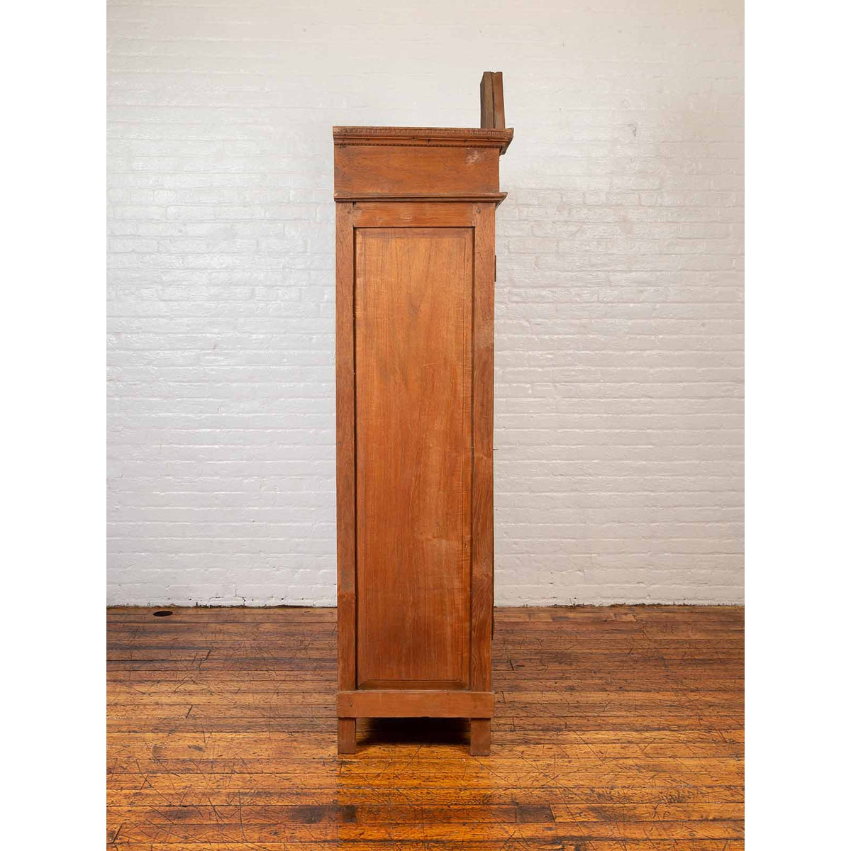 Antique Dutch Colonial Armoire with Low-Relief Carved Painted Birds and Foliage-5. Asian & Chinese Furniture, Art, Antiques, Vintage Home Décor for sale at FEA Home