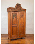 Antique Dutch Colonial Armoire with Low-Relief Carved Painted Birds and Foliage-4. Asian & Chinese Furniture, Art, Antiques, Vintage Home Décor for sale at FEA Home