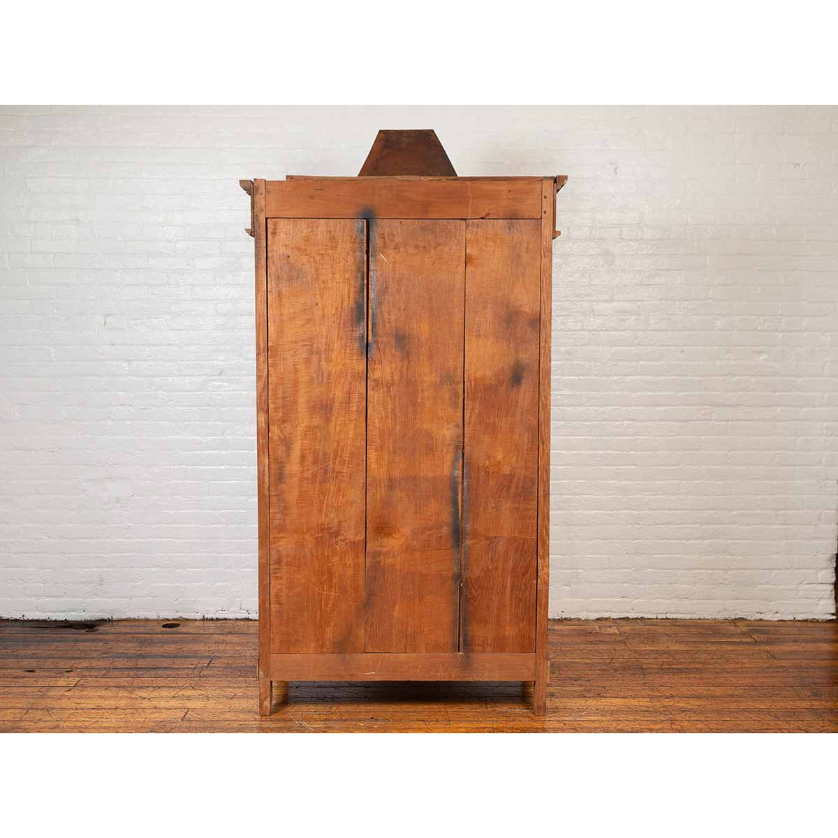 Antique Dutch Colonial Armoire with Low-Relief Carved Painted Birds and Foliage-6. Asian & Chinese Furniture, Art, Antiques, Vintage Home Décor for sale at FEA Home