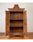 Antique Dutch Colonial Armoire with Low-Relief Carved Painted Birds and Foliage-3. Asian & Chinese Furniture, Art, Antiques, Vintage Home Décor for sale at FEA Home