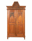 Antique Dutch Colonial Armoire with Low-Relief Carved Painted Birds and Foliage-1. Asian & Chinese Furniture, Art, Antiques, Vintage Home Décor for sale at FEA Home