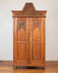 Antique Dutch Colonial Armoire with Low-Relief Carved Painted Birds and Foliage-2. Asian & Chinese Furniture, Art, Antiques, Vintage Home Décor for sale at FEA Home