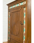 Indian Small Cabinet with Sunburst Design and Hand Painted Tiles with Rose Motif-5. Asian & Chinese Furniture, Art, Antiques, Vintage Home Décor for sale at FEA Home