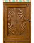 Indian Small Cabinet with Sunburst Design and Hand Painted Tiles with Rose Motif-7. Asian & Chinese Furniture, Art, Antiques, Vintage Home Décor for sale at FEA Home