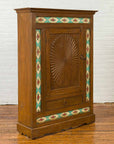 Indian Small Cabinet with Sunburst Design and Hand Painted Tiles with Rose Motif-12. Asian & Chinese Furniture, Art, Antiques, Vintage Home Décor for sale at FEA Home