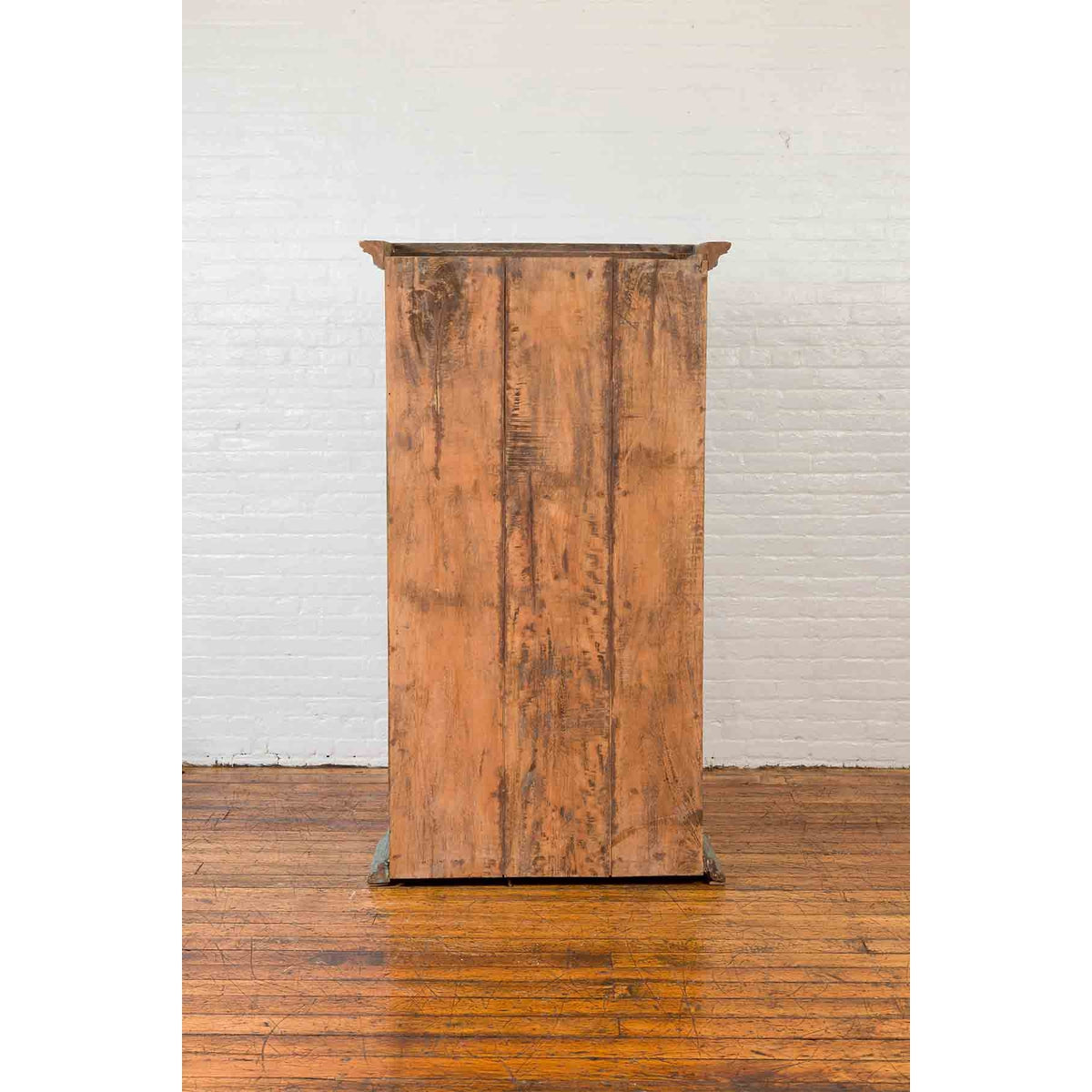 Antique Indian Distressed Wooden Cabinet with Hand Rubbed Blue Patina-6. Asian & Chinese Furniture, Art, Antiques, Vintage Home Décor for sale at FEA Home