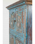 Antique Indian Distressed Wooden Cabinet with Hand Rubbed Blue Patina-10. Asian & Chinese Furniture, Art, Antiques, Vintage Home Décor for sale at FEA Home