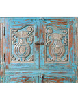 Antique Indian Distressed Wooden Cabinet with Hand Rubbed Blue Patina-12. Asian & Chinese Furniture, Art, Antiques, Vintage Home Décor for sale at FEA Home