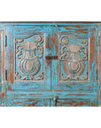 Antique Indian Distressed Wooden Cabinet with Hand Rubbed Blue Patina-13. Asian & Chinese Furniture, Art, Antiques, Vintage Home Décor for sale at FEA Home