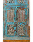 Antique Indian Distressed Wooden Cabinet with Hand Rubbed Blue Patina-14. Asian & Chinese Furniture, Art, Antiques, Vintage Home Décor for sale at FEA Home