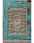 Antique Indian Distressed Wooden Cabinet with Hand Rubbed Blue Patina-11. Asian & Chinese Furniture, Art, Antiques, Vintage Home Décor for sale at FEA Home