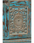 Antique Indian Distressed Wooden Cabinet with Hand Rubbed Blue Patina-9. Asian & Chinese Furniture, Art, Antiques, Vintage Home Décor for sale at FEA Home