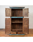Antique Indian Distressed Wooden Cabinet with Hand Rubbed Blue Patina-5. Asian & Chinese Furniture, Art, Antiques, Vintage Home Décor for sale at FEA Home