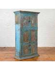 Antique Indian Distressed Wooden Cabinet with Hand Rubbed Blue Patina-3. Asian & Chinese Furniture, Art, Antiques, Vintage Home Décor for sale at FEA Home