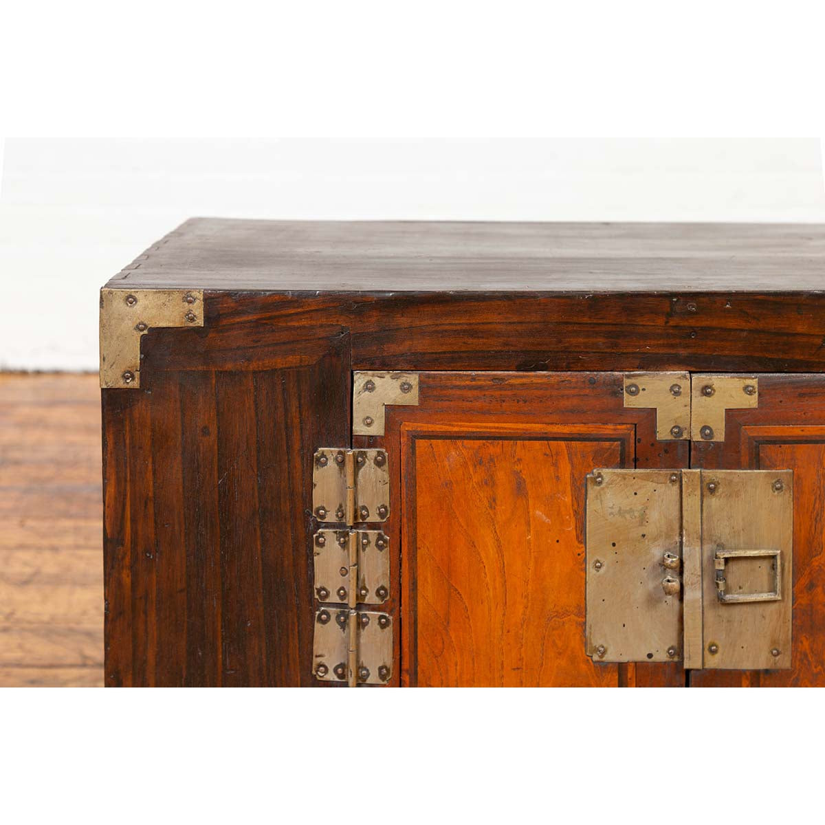 Korean Late 19th Century Two-Toned Side Chest with Brass Hardware-5. Asian & Chinese Furniture, Art, Antiques, Vintage Home Décor for sale at FEA Home
