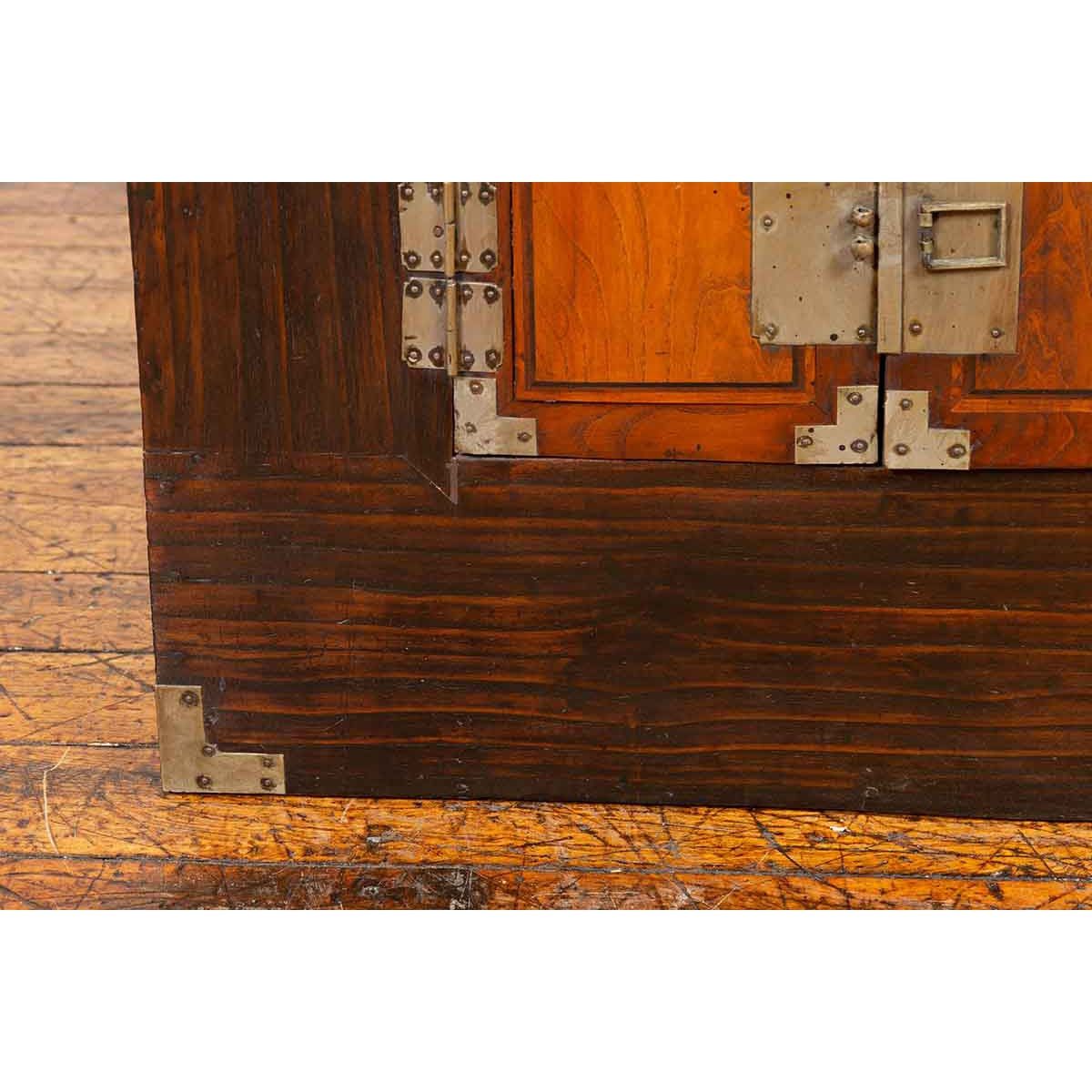 Korean Late 19th Century Two-Toned Side Chest with Brass Hardware-7. Asian & Chinese Furniture, Art, Antiques, Vintage Home Décor for sale at FEA Home
