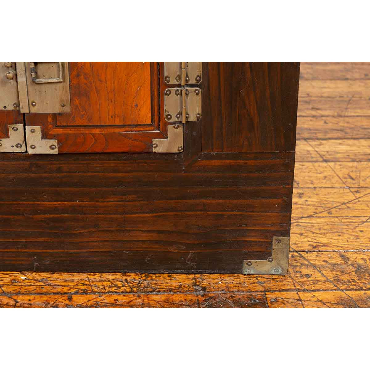 Korean Late 19th Century Two-Toned Side Chest with Brass Hardware-8. Asian & Chinese Furniture, Art, Antiques, Vintage Home Décor for sale at FEA Home