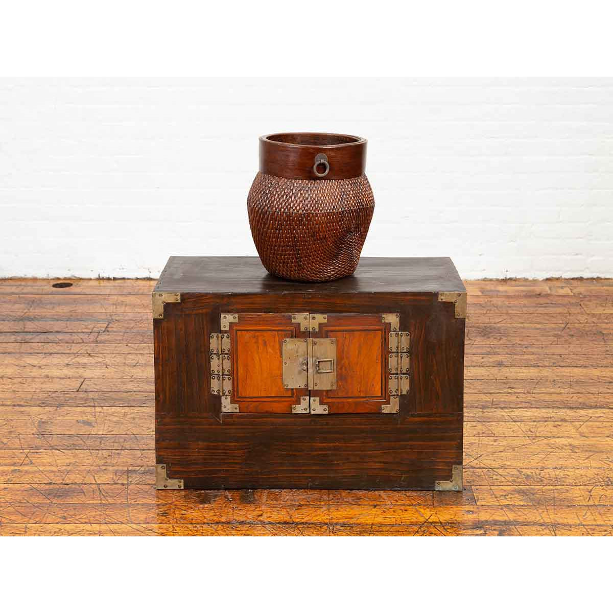 Korean Late 19th Century Two-Toned Side Chest with Brass Hardware-3. Asian & Chinese Furniture, Art, Antiques, Vintage Home Décor for sale at FEA Home
