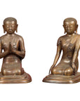 Pair of Burmese 20th Century Bronze Statues of Kneeling Buddhist Disciples-1. Asian & Chinese Furniture, Art, Antiques, Vintage Home Décor for sale at FEA Home