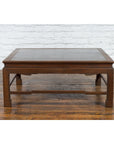 Burmese Vintage Brown Wood Low Coffee Table with Negora Lacquered Top-2. Asian & Chinese Furniture, Art, Antiques, Vintage Home Décor for sale at FEA Home