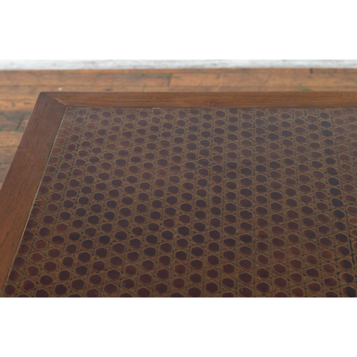 Burmese Vintage Brown Wood Low Coffee Table with Negora Lacquered Top-7. Asian & Chinese Furniture, Art, Antiques, Vintage Home Décor for sale at FEA Home