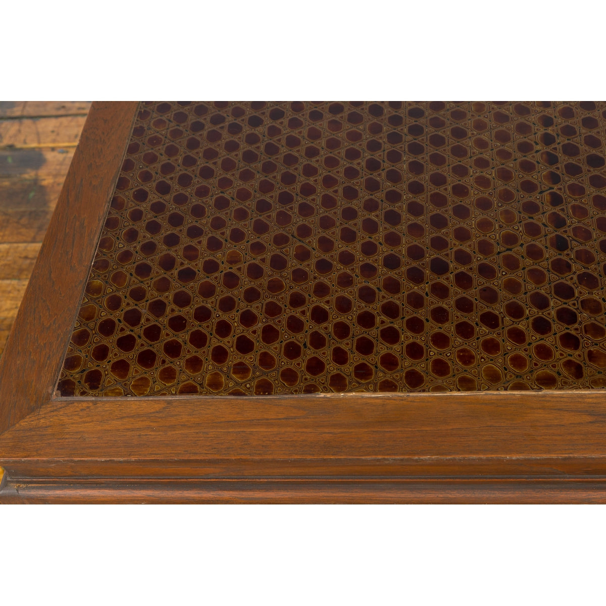 Burmese Vintage Brown Wood Low Coffee Table with Negora Lacquered Top-9. Asian & Chinese Furniture, Art, Antiques, Vintage Home Décor for sale at FEA Home