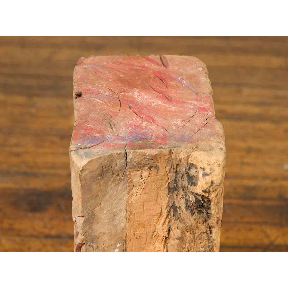 Antique Chinese Hand Carved Temple Corbel with Original Red Polychromy-14. Asian & Chinese Furniture, Art, Antiques, Vintage Home Décor for sale at FEA Home