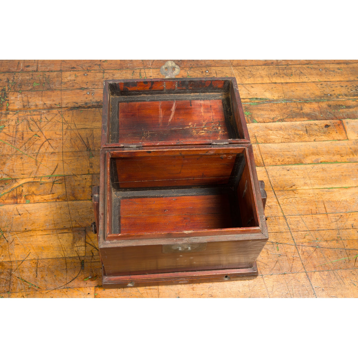 Chinese Late Qing Dynasty Document Box with Carrying Handles and Petite Holes-4. Asian & Chinese Furniture, Art, Antiques, Vintage Home Décor for sale at FEA Home