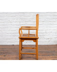 Chinese Late Qing Dynasty Elmwood Armchair with Hand-Carved Medallion-12. Asian & Chinese Furniture, Art, Antiques, Vintage Home Décor for sale at FEA Home