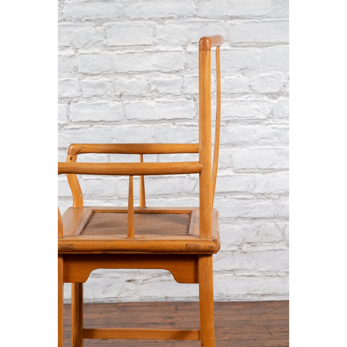 Chinese Late Qing Dynasty Elmwood Armchair with Hand-Carved Medallion-13. Asian & Chinese Furniture, Art, Antiques, Vintage Home Décor for sale at FEA Home