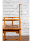 Chinese Late Qing Dynasty Elmwood Armchair with Hand-Carved Medallion-13. Asian & Chinese Furniture, Art, Antiques, Vintage Home Décor for sale at FEA Home