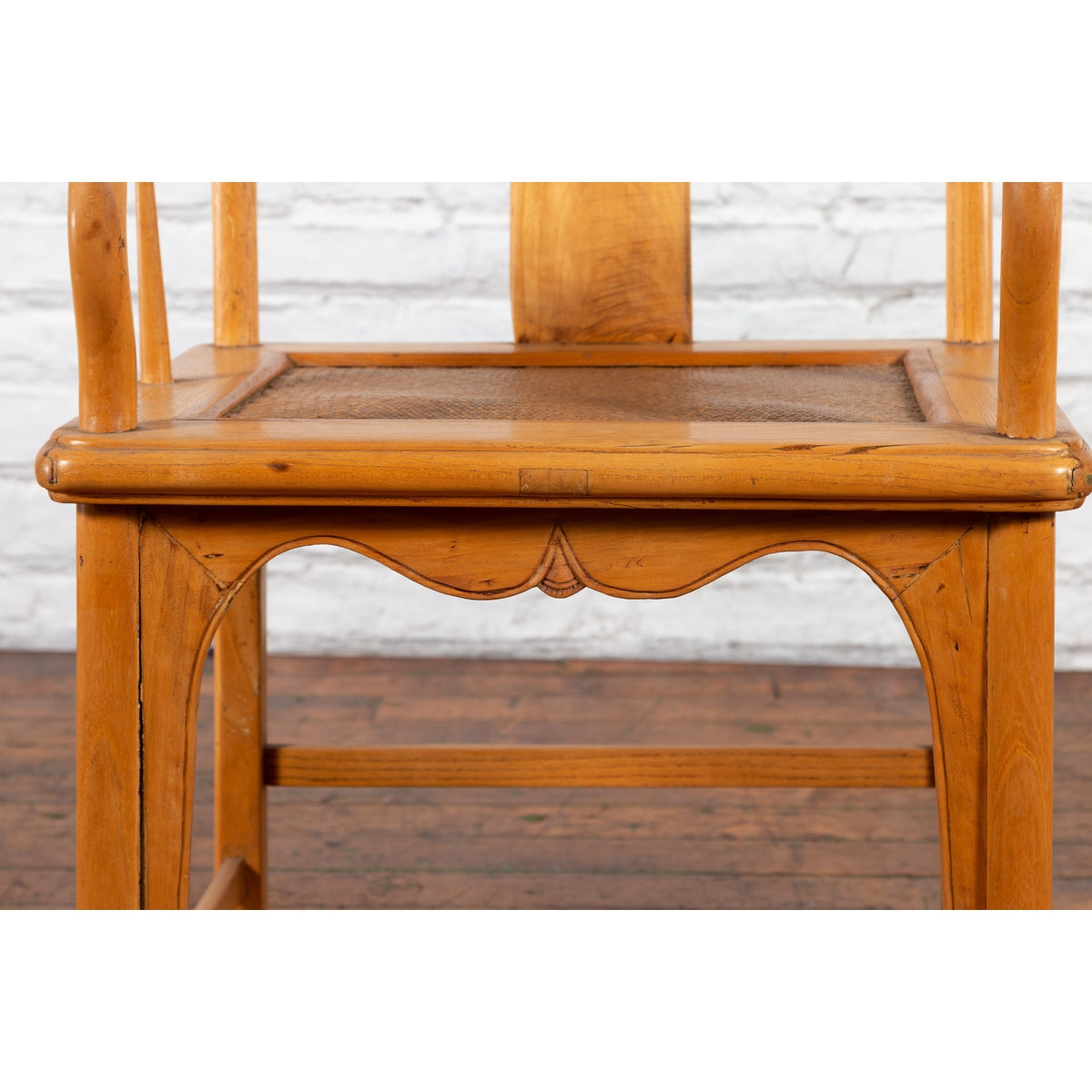 Chinese Late Qing Dynasty Elmwood Armchair with Hand-Carved Medallion-7. Asian & Chinese Furniture, Art, Antiques, Vintage Home Décor for sale at FEA Home