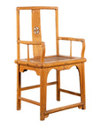 Chinese Late Qing Dynasty Elmwood Armchair with Hand-Carved Medallion-1. Asian & Chinese Furniture, Art, Antiques, Vintage Home Décor for sale at FEA Home
