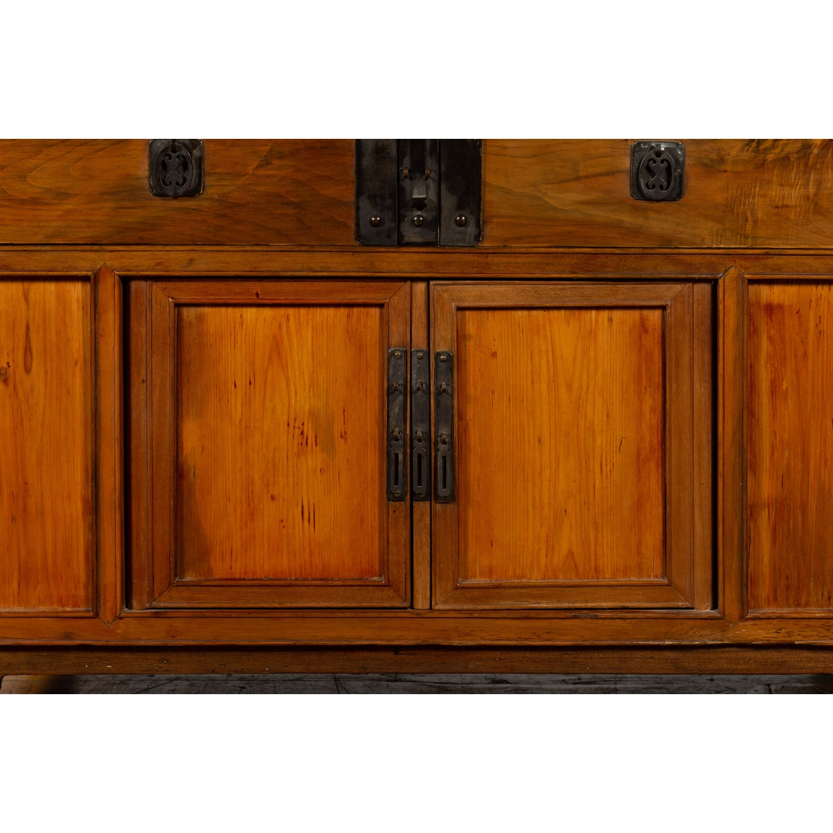 Chinese Late Qing Dynasty Elmwood Cabinet with Five Drawers over Two Doors-13. Asian & Chinese Furniture, Art, Antiques, Vintage Home Décor for sale at FEA Home