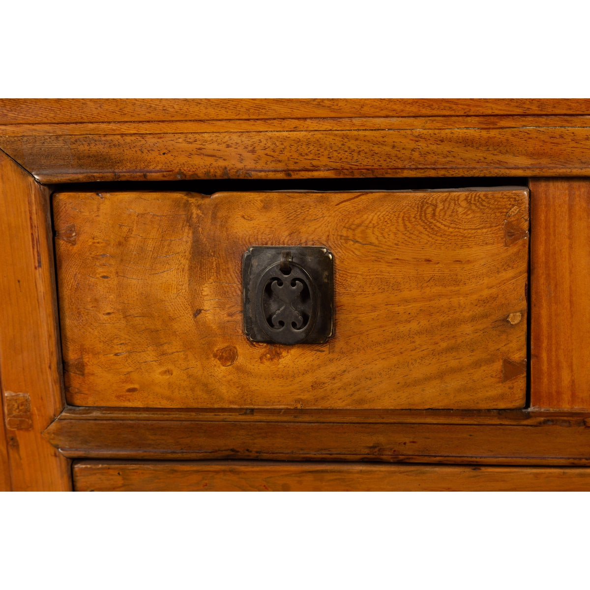 Chinese Late Qing Dynasty Elmwood Cabinet with Five Drawers over Two Doors-16. Asian & Chinese Furniture, Art, Antiques, Vintage Home Décor for sale at FEA Home