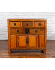 Chinese Late Qing Dynasty Elmwood Cabinet with Five Drawers over Two Doors-2. Asian & Chinese Furniture, Art, Antiques, Vintage Home Décor for sale at FEA Home
