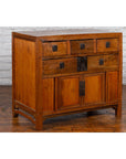 Chinese Late Qing Dynasty Elmwood Cabinet with Five Drawers over Two Doors-5. Asian & Chinese Furniture, Art, Antiques, Vintage Home Décor for sale at FEA Home